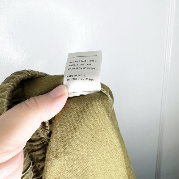 PACT Green Woven Twill Pull On Shorts Organic Cotton Drawstring Rolled Hem XL - Picture 14 of 14